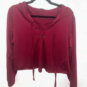 Maroon Express Lace Up Top